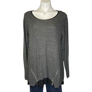 TORRID Layered Pullover Sweater Zipper Details Faux Leather Neckline Size 1